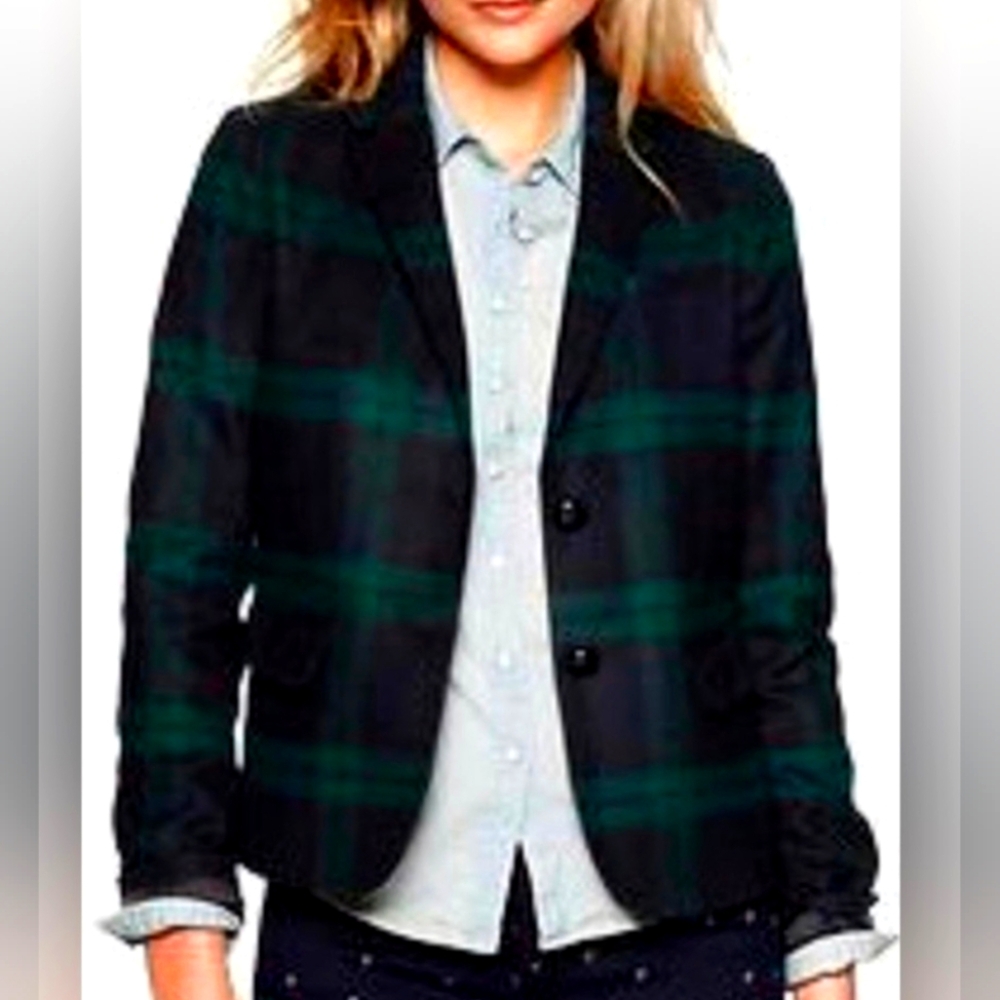 GAP Plaid Blazer - Navy Blue, Black & Green / Jacket Size 0